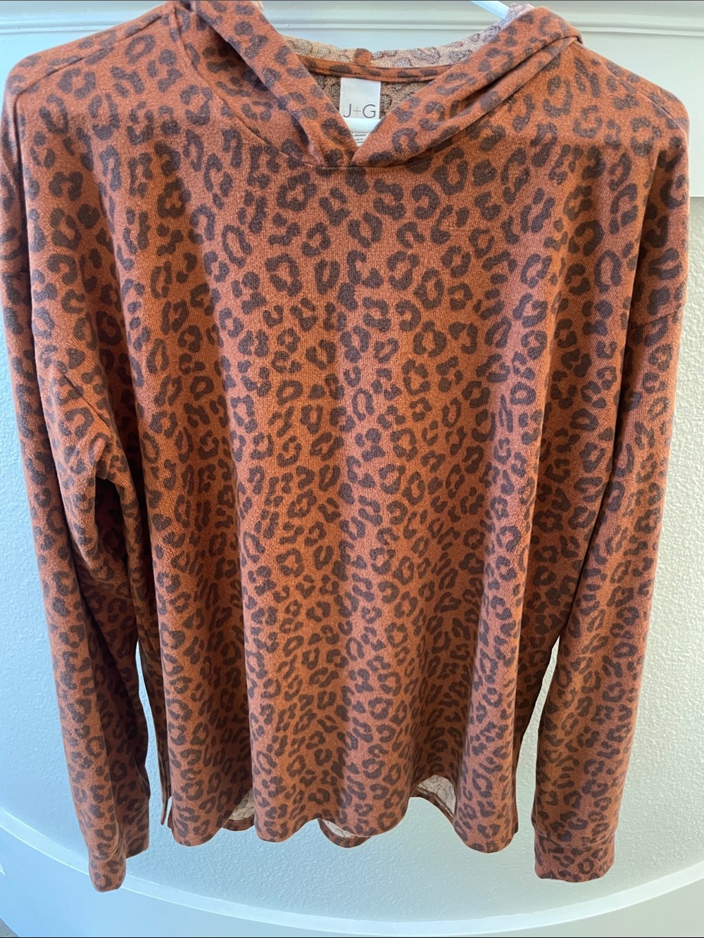 J+G Leopard Print Rust Hoodie